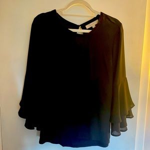 LOFT Black Flutter Sleeve Blouse